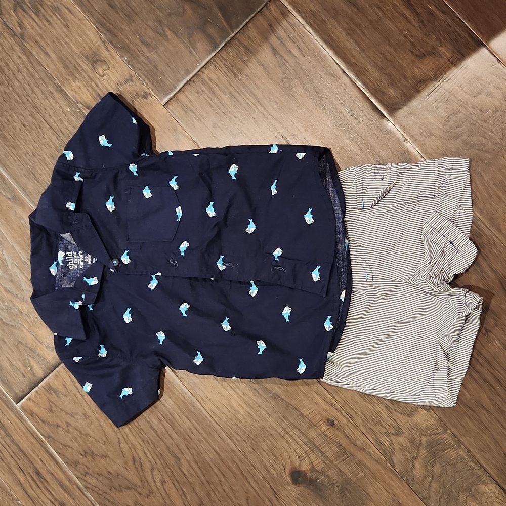 Button up tee and shorts set